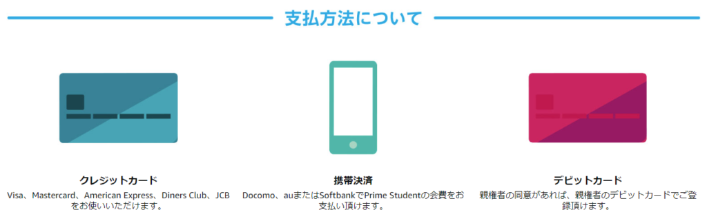 PrimeStudentの支払方法